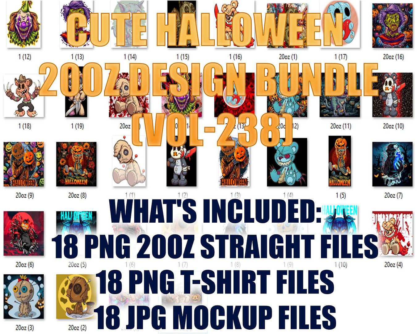 CUTE HALLOWEEN 20OZ DESIGN BUNDLE (VOL-238)