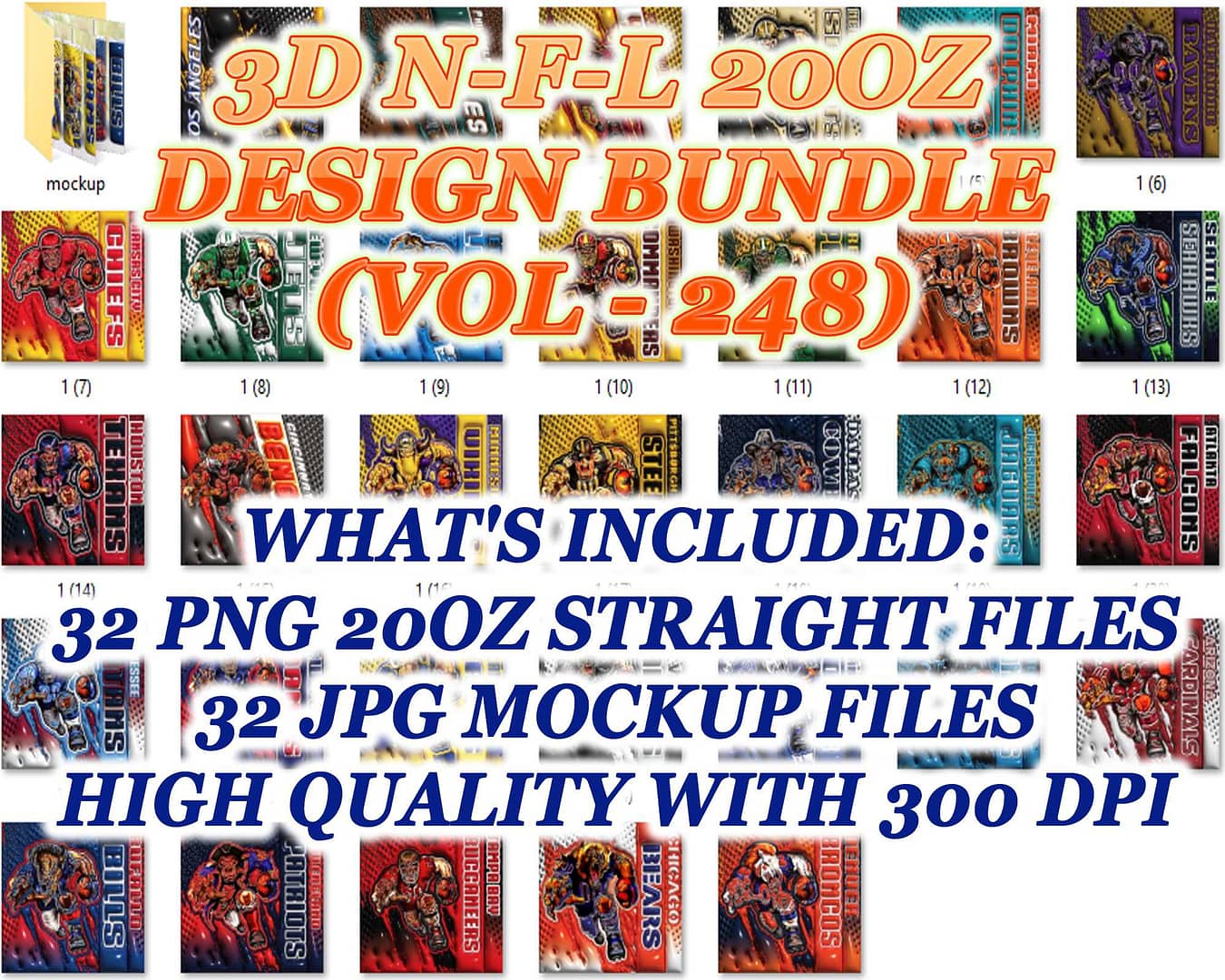 3D N-F-L 20OZ DESIGN BUNDLE (VOL-248)