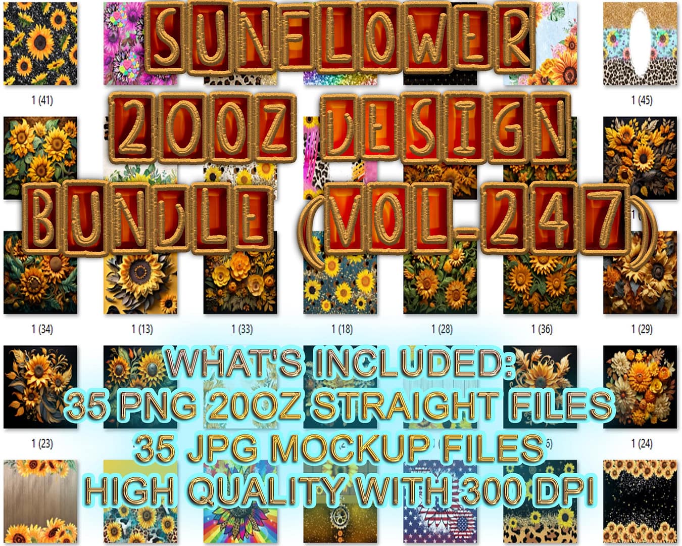 SUNFLOWER 20OZ DESIGN BUNDLE (VOL-247)