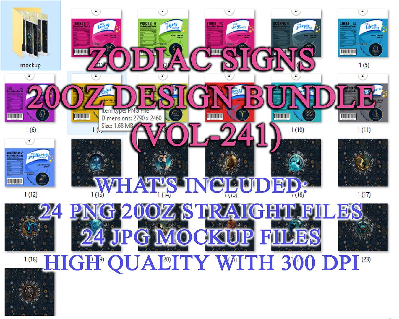 ZODIAC SIGNS 20OZ DESIGN BUNDLE (VOL-241)