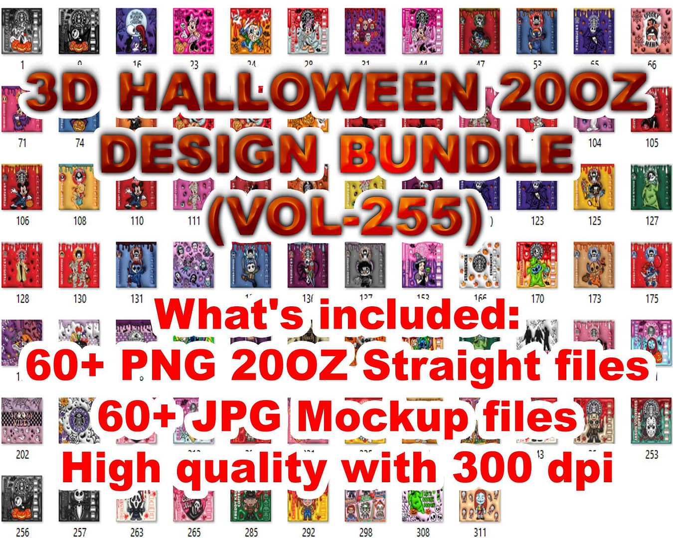 3D HALLOWEEN 20OZ DESIGN BUNDLE (VOL-255)