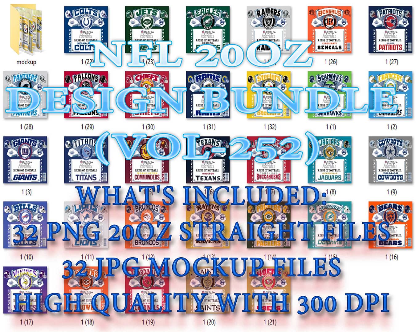 NFL 20OZ DESIGN BUNDLE (VOL-252)