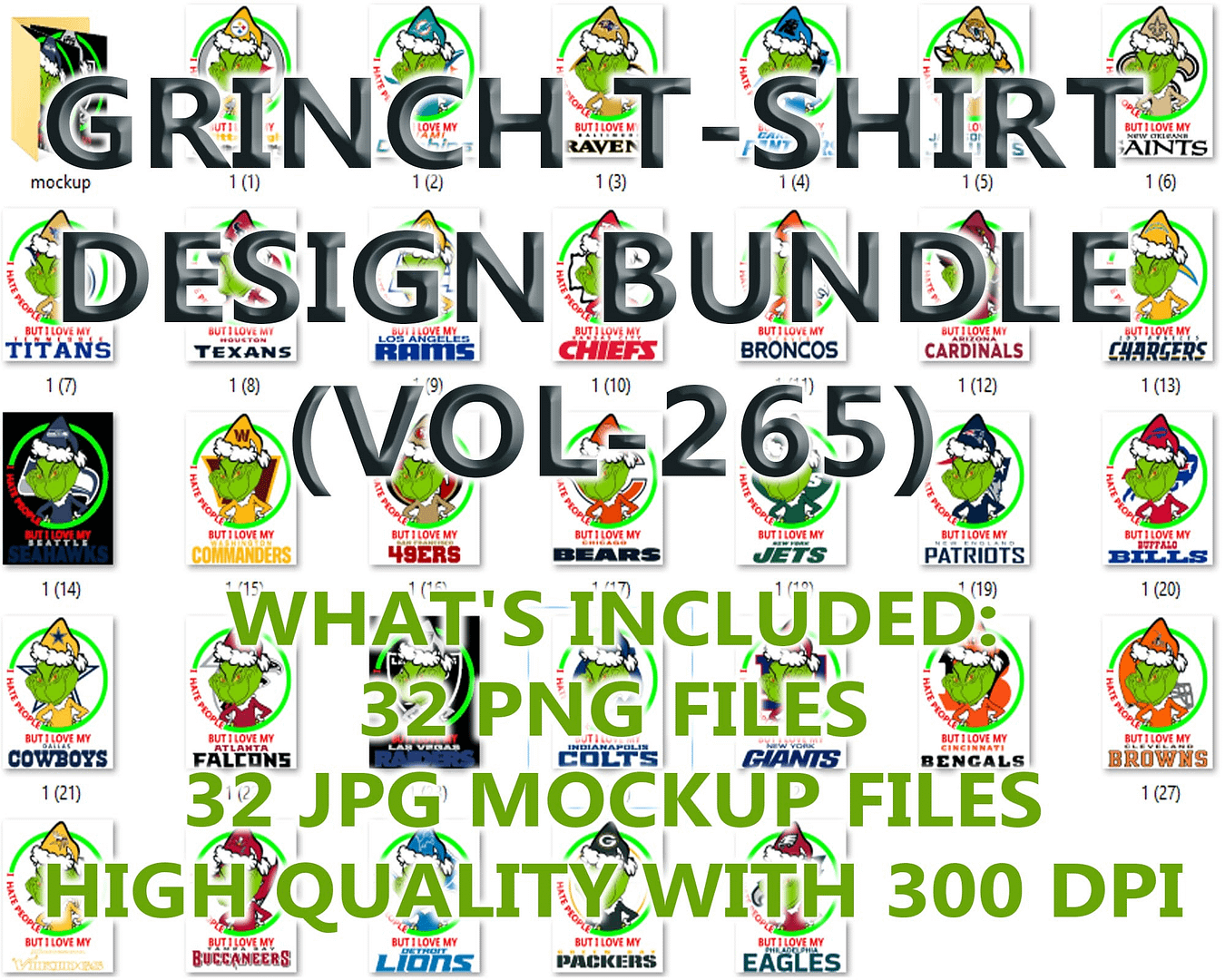 GRINCH T-SHIRT DESIGN BUNDLE (VOL-265)