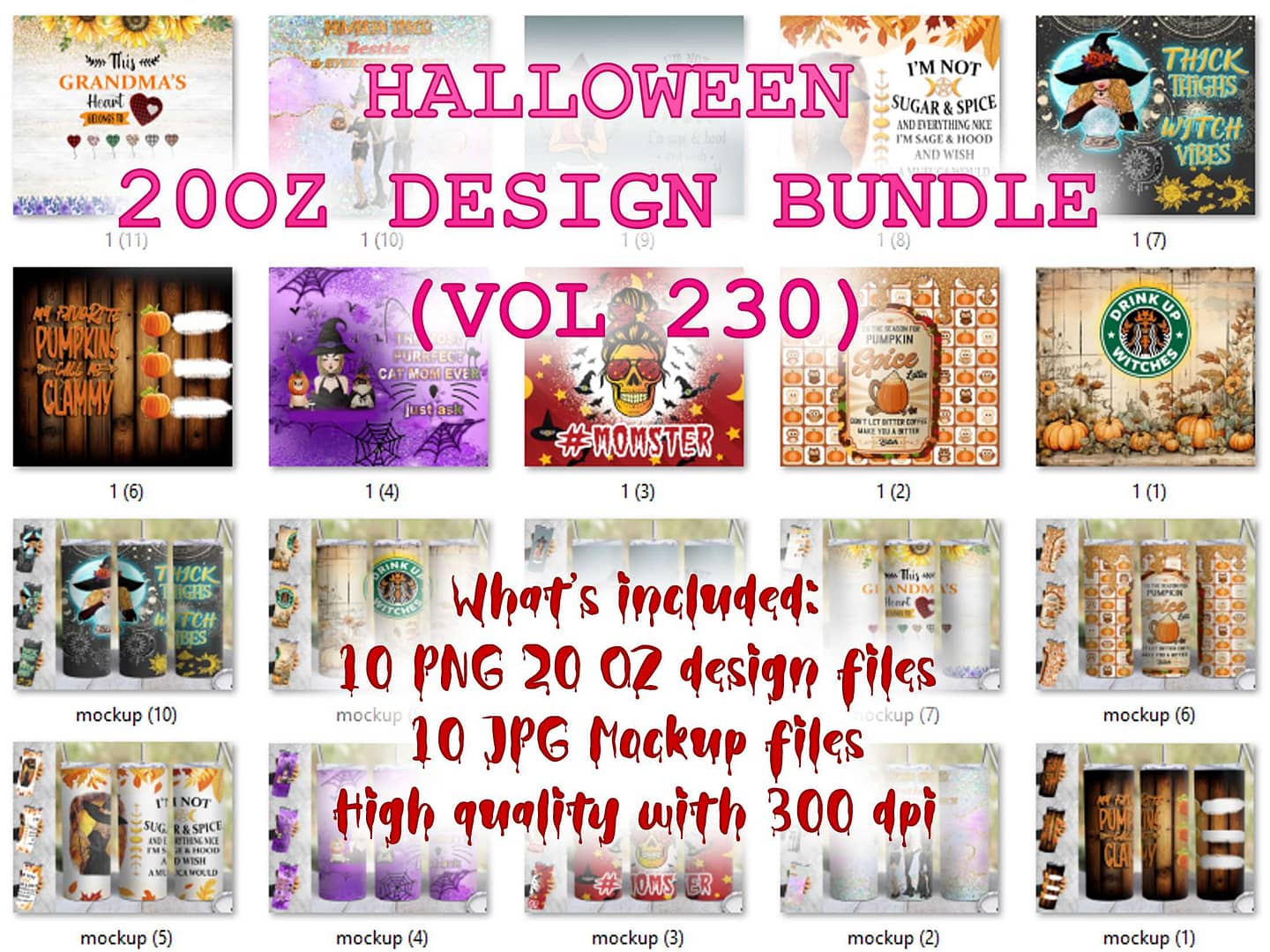 HALLOWEEN 20OZ DESIGN BUNDLE (VOL 230)