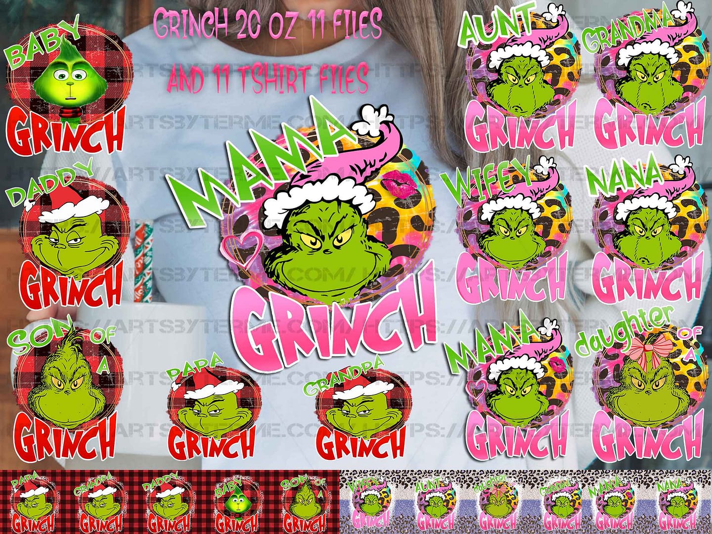 GRINCH 20OZ AND T-SHIRT DESIGN BUNDLE (VOL-262)