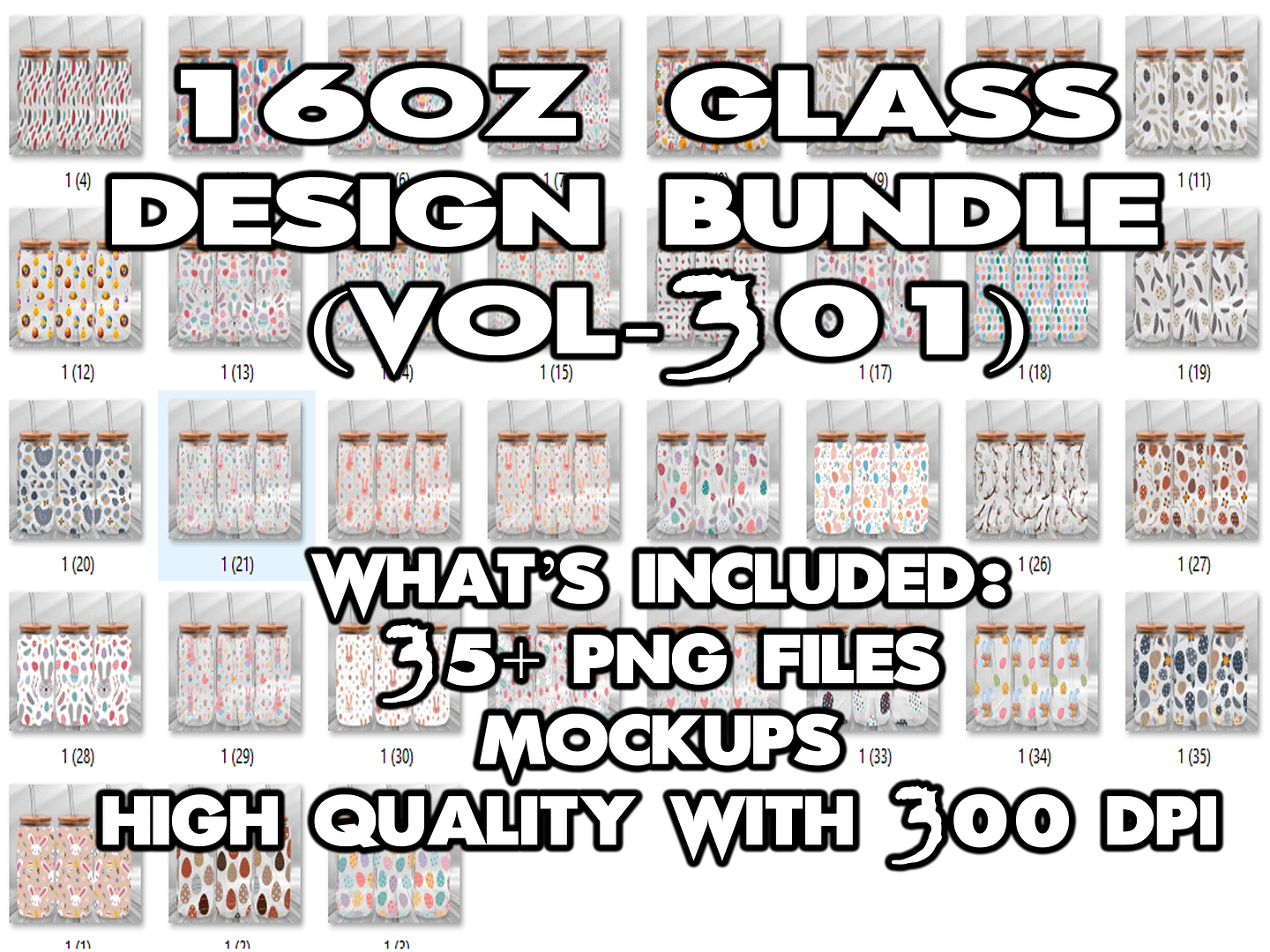 16OZ GLASS DESIGN BUNDLE (VOL-301)