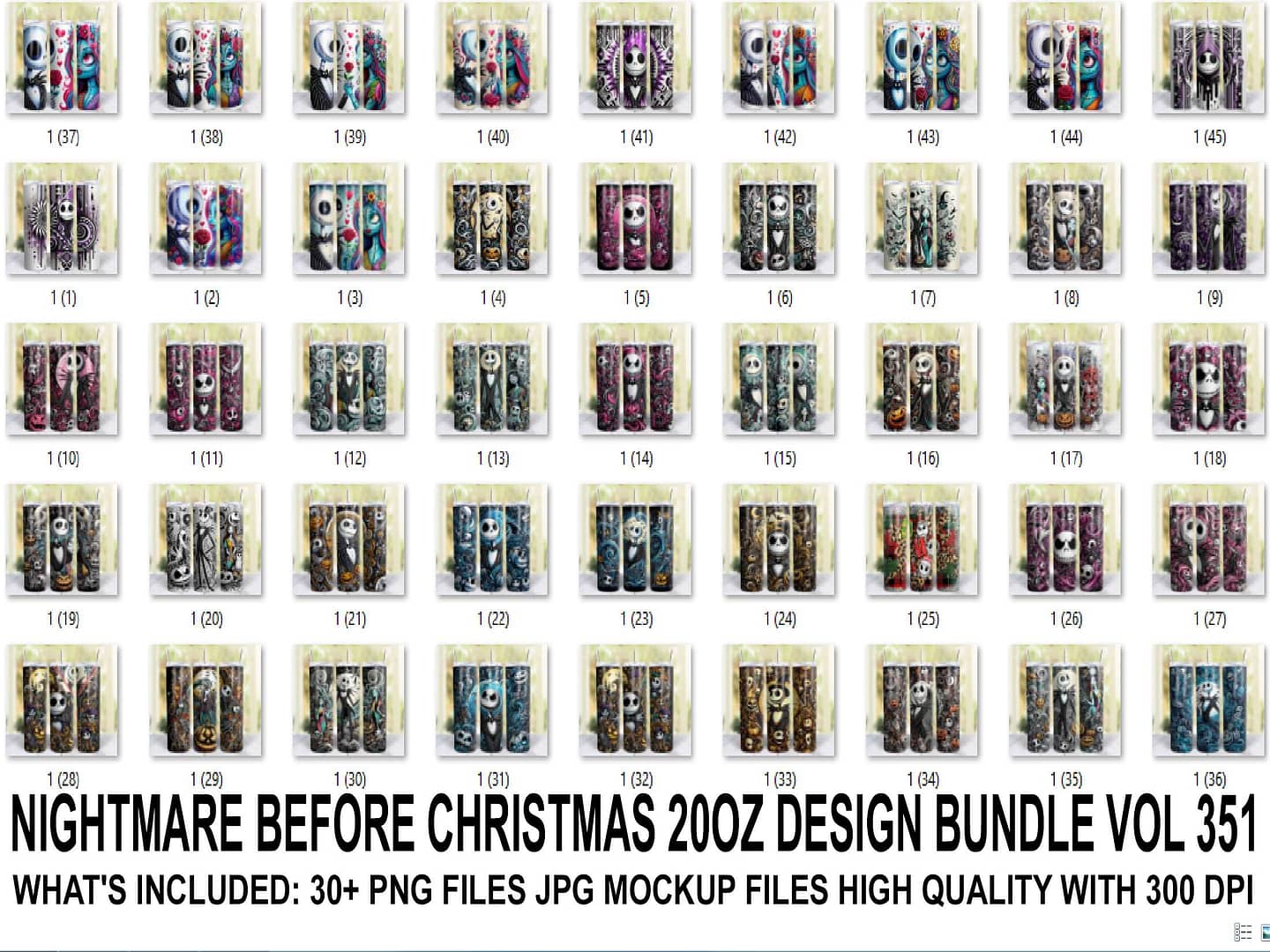 NIGHTMARE BEFORE CHRISTMAS 20oz DESIGN BUNDLE VOL 351