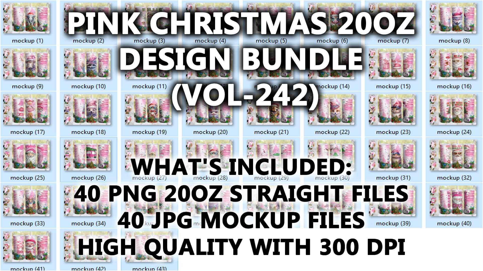 PINK CHRISTMAS 20OZ DESIGN BUNDLE (VOL-242)