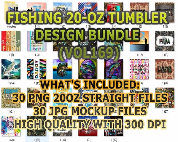 FISHING 20-OZ TUMBLER DESIGN BUNDLE (VOL169)