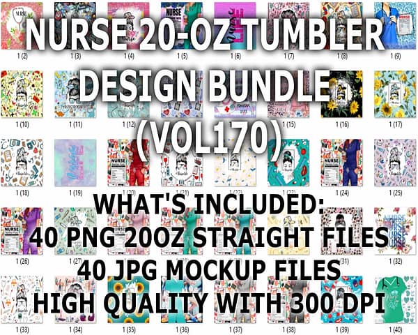 NURSE 20-OZ TUMBLER DESIGN BUNDLE (VOL170)