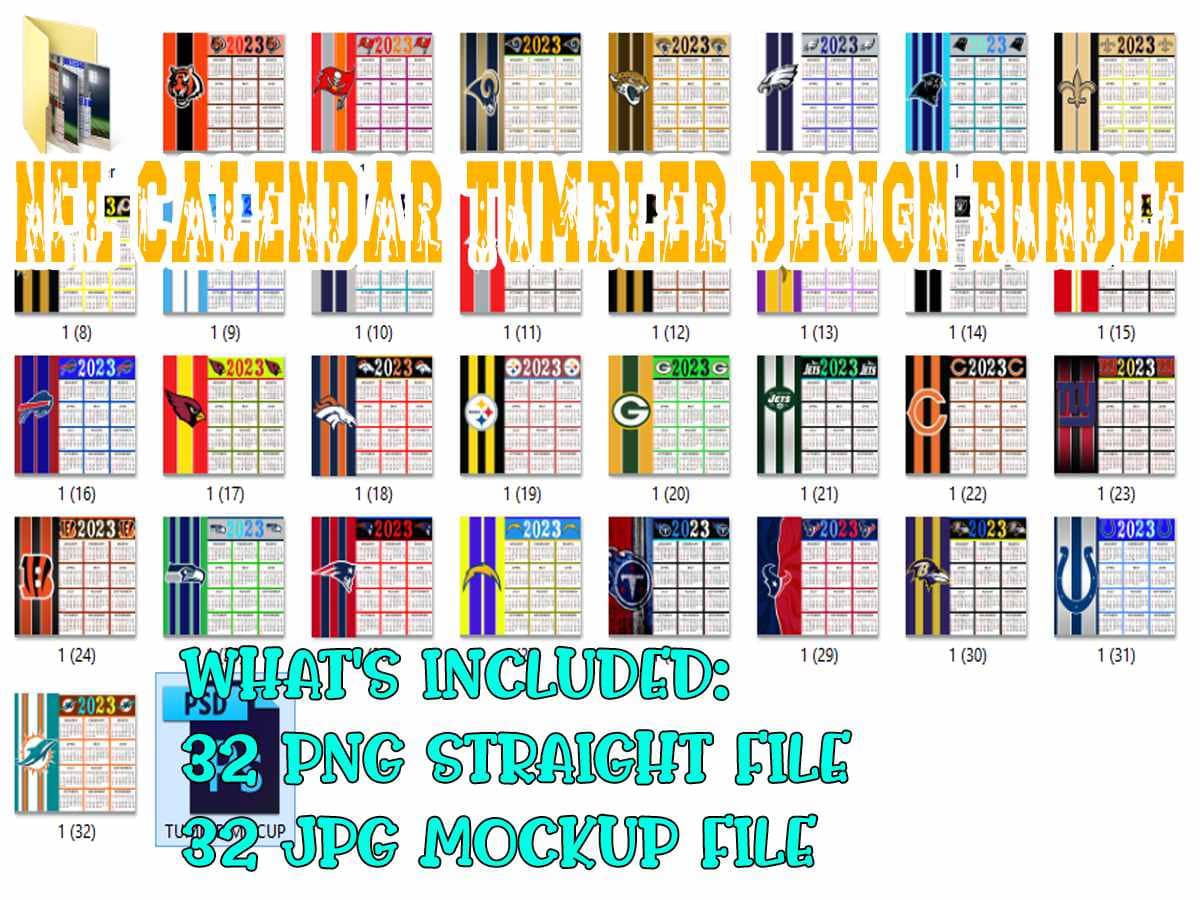 NFL CALENDAR TUMBLER DESIGN BUNDLE onlinecreates